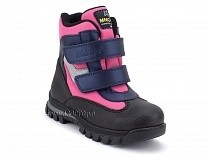 2540-13 (26-30) Миниколор (Minicolor), ботинки детские ортопедические профилактические утеплённые, кожа, мембрана, флис, розовый, черный в Омске