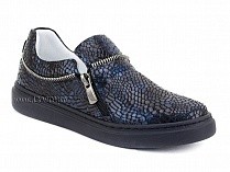 295-114(31-36) Миниколор (Minicolor), туфли детские ортопедические профилактические, кожа, синий крокодил в Омске