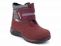 14-531-3 Скороход (Skorohod), ботинки демисезонные утепленные, байка, гидрофобная кожа, серый, красный в Омске