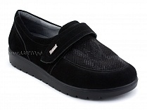 231115 Сурсил-Орто (Sursil-Ortho), туфли для взрослых, черные, кожа, стрейч ткань, полнота 6 в Омске