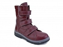 285б (22-31) Аквелла (Akwella), ботинки  детские ортопедические с высоким берцем, демисезонные, ворсин, кожа, бордовый в Омске