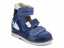 25011-23 Тапибу (Tapiboo), туфли детские ортопедические с высоким берцем, кожа, синий, белый в Омске
