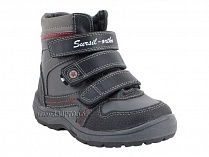 А43-037 Сурсил (Sursil-Ortho), ботинки детские ортопедические с высоким берцем, зимние, натуральный мех, кожа, черный, красный в Омске