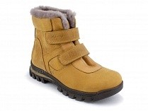 02-035-477 Джойшуз (Djoyshoes) ботинки зимние детские ортопедические профилактические, кожа, натуральный мех, горчичный в Омске
