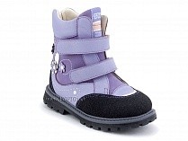 504 (26-30) Твики (Twiki) ботинки детские зимние ортопедические профилактические, кожа, нубук, натуральная шерсть, сиреневый в Омске