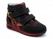 092-11 Бос (Bos), ботинки детские ортопедические профилактические, не утепленные, кожа, нубук, черный, красный в Омске