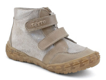 201-191,138 Тотто (Totto), ботинки демисезонние детские профилактические на байке, кожа, серо-бежевый в Омске