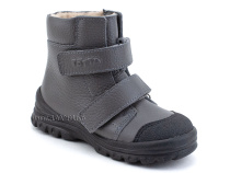 3381-721 Тотто (Totto), ботинки детские утепленные ортопедические профилактические, байка, кожа, серый в Омске