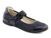 0015-500-0076 (37-40) Джойшуз (Djoyshoes), туфли Подростковые ортопедические профилактические, кожа перфорированная, темно-синий  в Омске