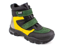088-111-282-450 (31-36) Джойшуз (Djoyshoes) ботинки детские зимние мембранные ортопедические профилактические, натуральный мех, мембрана, нубук, кожа, черный, желтый, зеленый в Омске
