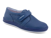 30024-702 Тотто (Totto), туфли школьные ортопедические профилактические, кожа перфорированная, синий в Омске