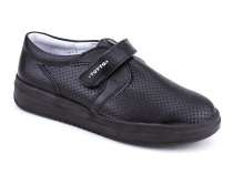 30024-701 Тотто (Totto), туфли школьные ортопедические профилактические перфорированная, кожа, чёрный в Омске