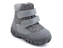 520-11 (21-26) Твики (Twiki) ботинки детские зимние ортопедические профилактические, кожа, натуральный мех, серый, леопард в Омске