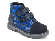 201-721 (26-30) Бос (Bos), ботинки детские утепленные профилактические, байка,  кожа,  синий, милитари в Омске
