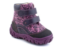 520-8 (21-26) Твики (Twiki) ботинки детские зимние ортопедические профилактические, кожа, натуральный мех, розовый, фиолетовый в Омске