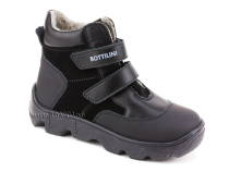 BL-271(5) Боттилини (Bottilini), ботинки  детские демисезонные  ортопедические профилактические, кожа, нубук, байка, черный в Омске