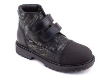 201-123 (26-30) Бос (Bos), ботинки детские утепленные профилактические, байка,  кожа,  черный, зеленый, милитари в Омске