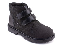 201-125 (31-36) Бос (Bos), ботинки детские утепленные профилактические, байка, кожа, нубук, черный, милитари в Омске
