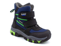 061-111-160 (26-30) Джойшуз (Djoyshoes) ботинки  ортопедические профилактические мембранные утеплённые, флис, мембрана, нубук, темно-синий, черный в Омске