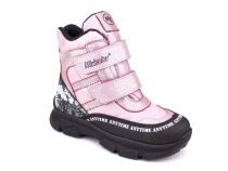 2633-06МК (31-36) Миниколор (Minicolor), ботинки зимние детские ортопедические профилактические, мембрана, кожа, натуральный мех, розовый, черный в Омске