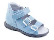 0313-9-603 Тотто (Totto), сандалии детские открытые ортопедические профилактические, кожа, голубой в Омске