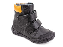 338-701,15 Тотто (Totto) ботинки детские  ортопедические профилактические, байка, кожа, черный, оранжевый в Омске