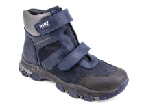 0034-600-194-687-213 (31-36) Джойшуз (Djoyshoes) ботинки детские зимние ортопедические профилактические, натуральный мех, кожа, темно-синий, черный в Омске
