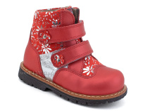 2031-13 Миниколор (Minicolor), ботинки детские ортопедические профилактические утеплённые, кожа, байка, красный в Омске