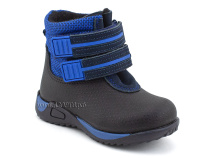19-583-4 Скороход (Skorohod), ботинки демисезонные утепленные, байка, гидрофобная кожа, синий, чёрный в Омске